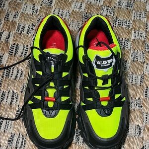 Valentino Neon Yellow and Black Sneakers